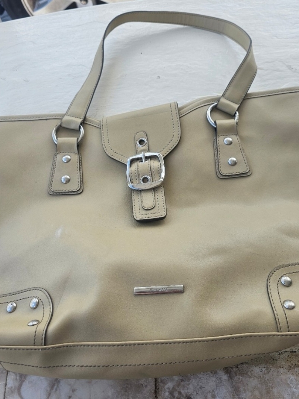 Nine West Beige Buckle Tote Bag - Women